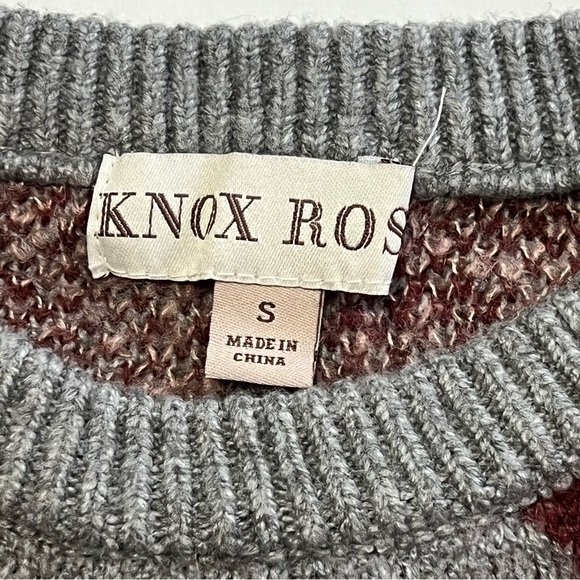 Knox Rose Sweater Small Gray Pink Long Sleeve Crew Neck Pullover Women's - Picture 3 of 7